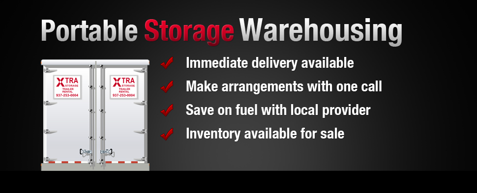 Portable storage warehousing trailers available for delivery and rental from Xtra Storage